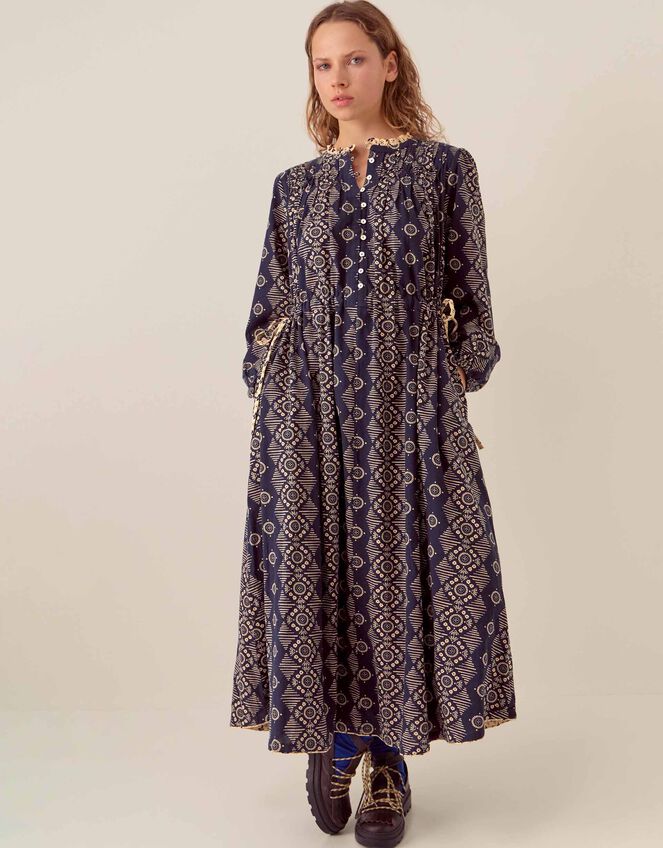 East Celine Print Maxi Dress, Blue (NAVY), large