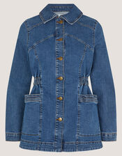 Mabel Longline Denim Jacket, Blue (MID AUTHENTIC BLUE), large