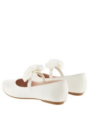Shimmer Corsage Ballerina Flats, Ivory (IVORY), large