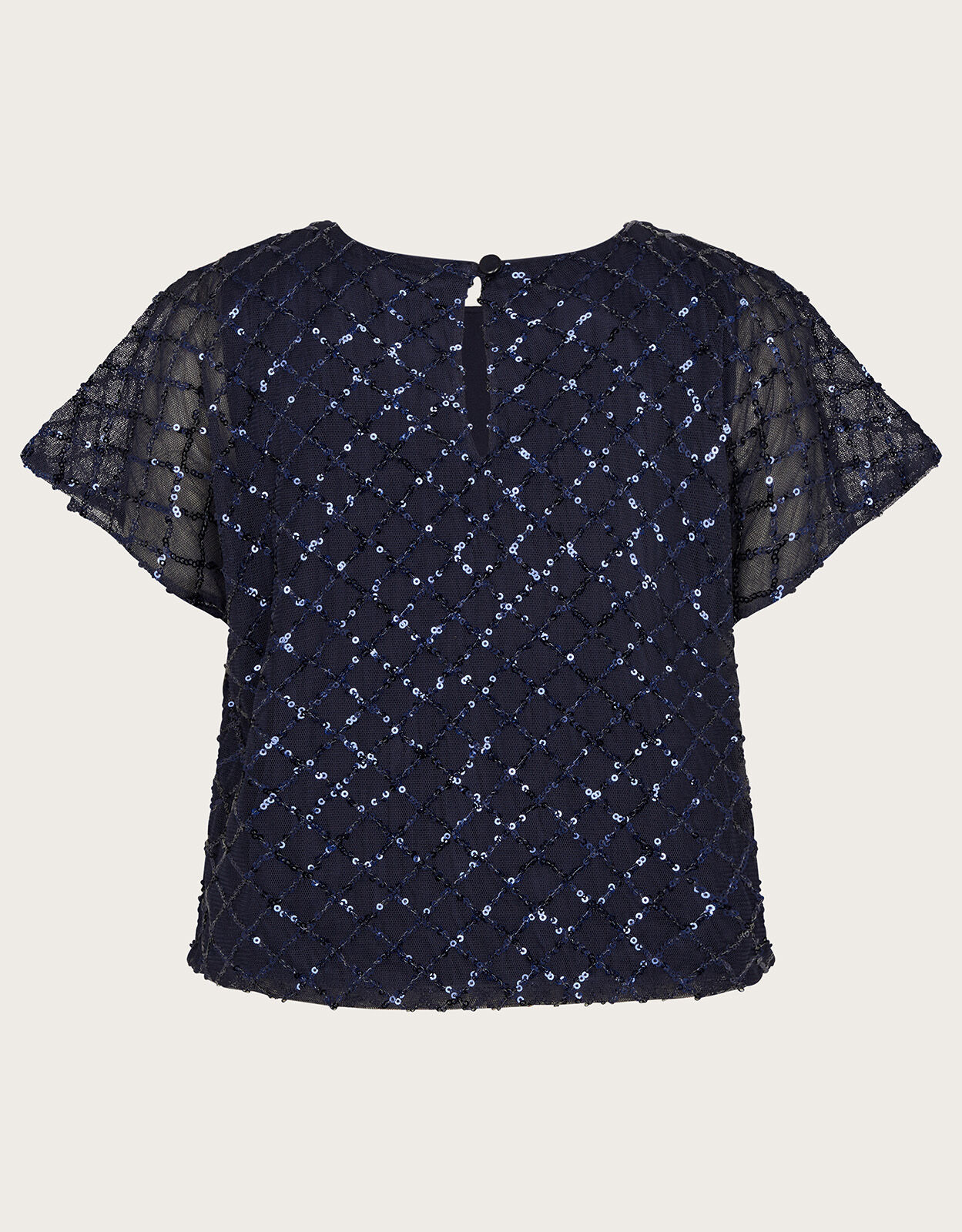 Flutter Sleeve Sequin top Blue