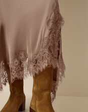 Shelby Satin Lace Maxi Skirt, Mink (MINK), large