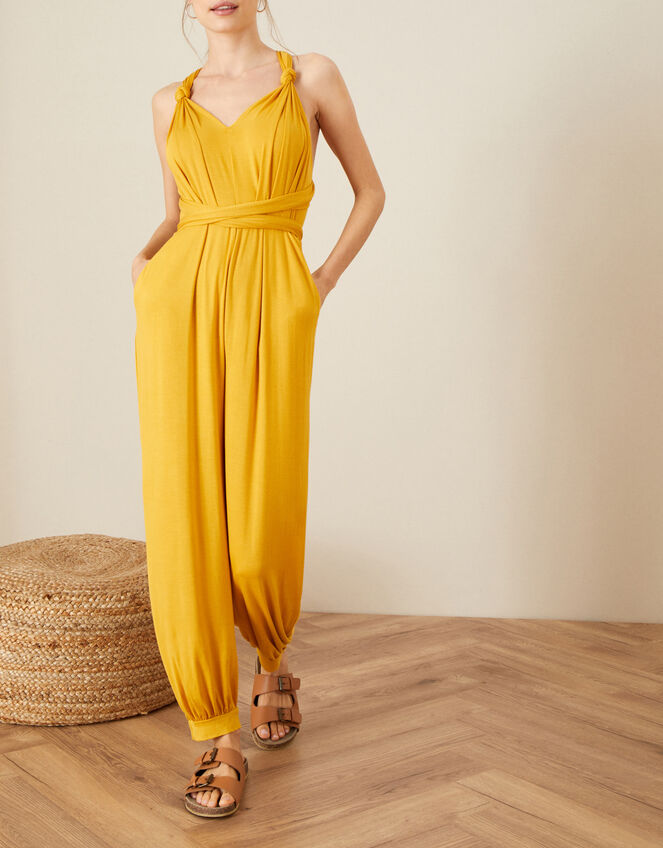 Tina Twist Me Tie Jumpsuit, Yellow (OCHRE), large