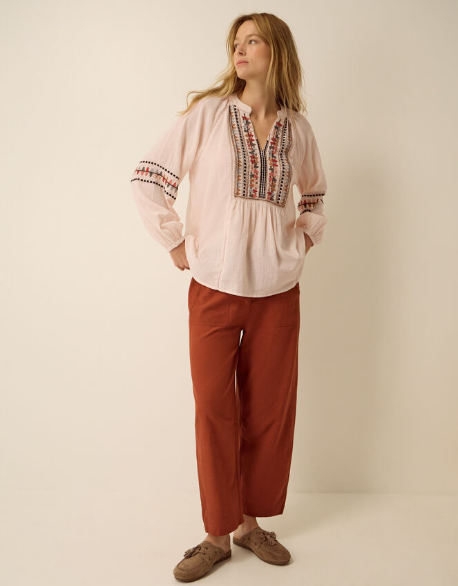 Aoife Geometric Embroidered Top, Pink (BLUSH), large