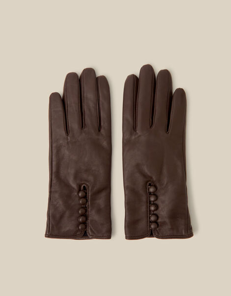 Lara Leather Gloves, Brown (CHOCOLATE), large