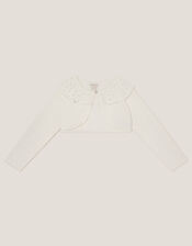 Oversized Diamante Collar Cardigan, Ivory (IVORY), large