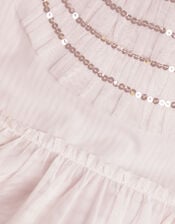 Emma Sequin Ruffle Dress, Pink (PALE PINK), large