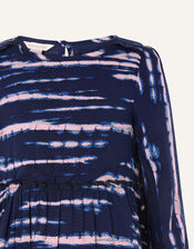 Tie Dye Woven Swing Dress, Blue (NAVY), large