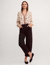 Carrie Print Blouse, Ivory (IVORY), large