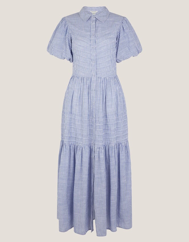 Winnie Stripe Maxi Shirt Dress, Blue (BLUE), large