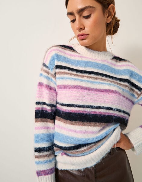 Sylvie Stripe Jumper, Ivory (IVORY), large