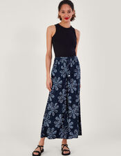 Batik Print Floral Trousers in LENZING™ ECOVERO™, Blue (NAVY), large
