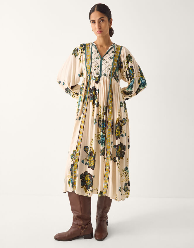 Zenya Floral Print Midi Dress, Green (GREEN), large