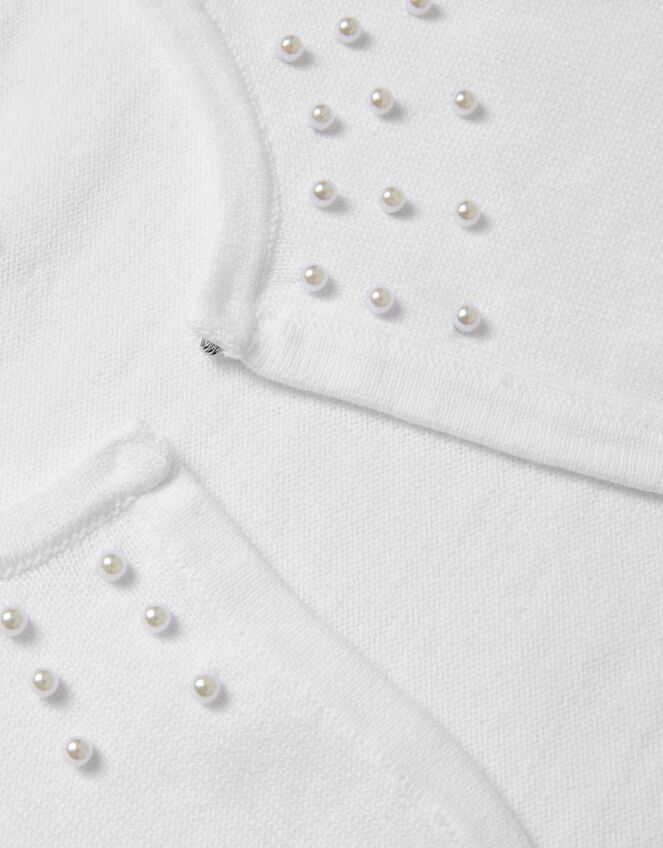 Niamh Pearl Embellished Cardigan, White (WHITE), large