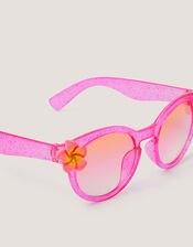 Hibiscus Glitter Round Sunglasses, , large