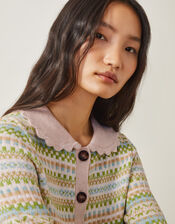Fawn Fair Isle Cardigan, Green (GREEN), large