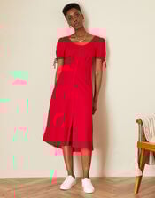 Button Plain Jersey Midi Dress, Red (RED), large