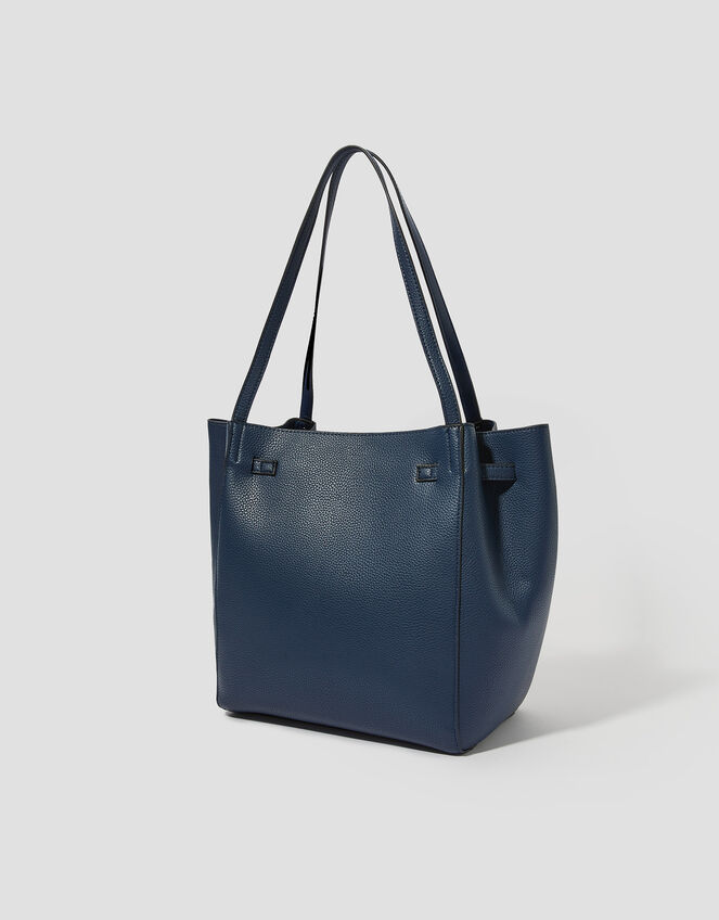Kate Faux Leather Tote Bag, Blue (NAVY), large