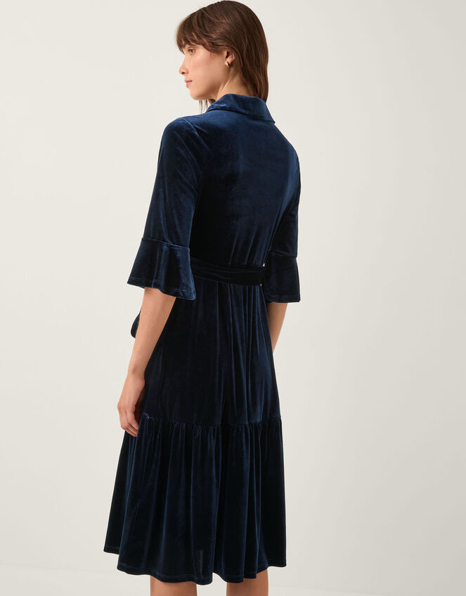 Tanya Velvet Midi Shirt Dress, Blue (MIDNIGHT), large