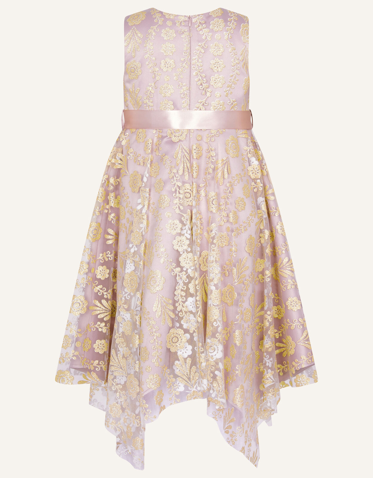 Angelina Hanky Hem Glitter Print Dress Pink