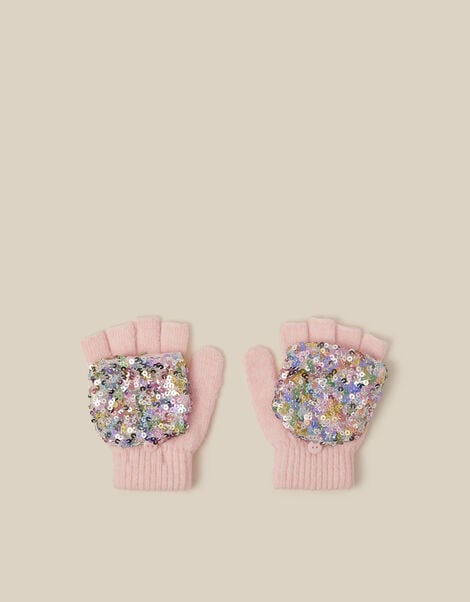 Sequin Fingerless Gloves, Pink (PINK), large