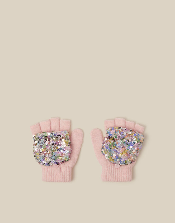 Sequin Fingerless Gloves, Pink (PINK), large