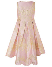 Rebecca Pink And White Jacquard High-Low Dress, Pink (PINK), large