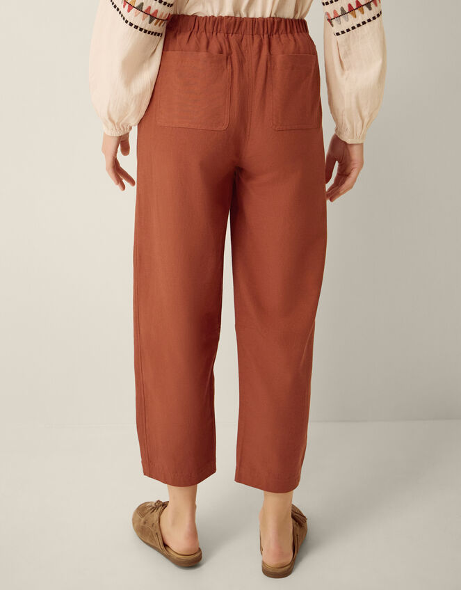 Joanie Linen Blend Barrel Trousers, Orange (RUST), large