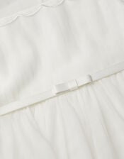 Gracia Embroidered Yoke Tulle Dress, Ivory (IVORY), large