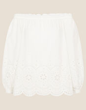 Luna Schiffli Off-Shoulder Top, White (WHITE), large