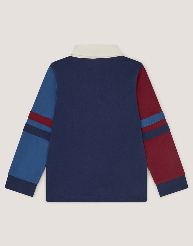 Stripe Long Sleeve Rugby Shirt , Blue (NAVY), large