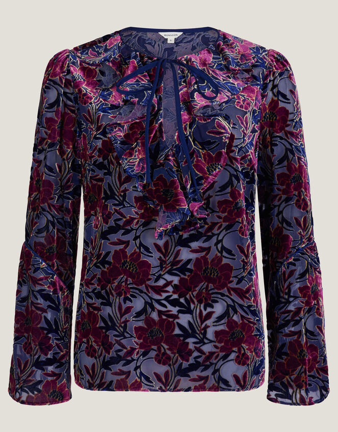 Milena Devoré Ruffle Blouse, Purple (PURPLE), large