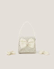 Glitter Pearl Bow Handbag & Hair Clips Set, , large