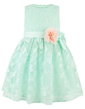 Baby Sylvie Floral Embroidered Occasion Dress, Green (MINT), large