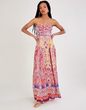 Violet Print Maxi Dress, Yellow (YELLOW), large