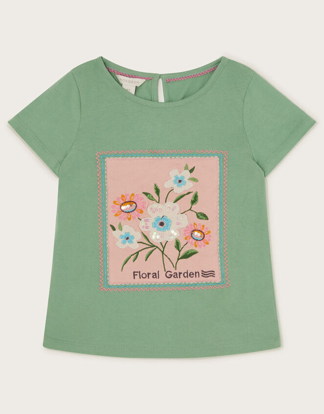 Floral Garden Stamp T-Shirt, Green (GREEN), large