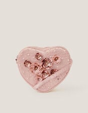 Sequin Flower Heart Bag, , large