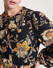 Juliet Floral Midi Shirt Dress, Black (BLACK), large
