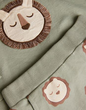 Newborn Lion Jumper and Leggings Set, Green (GREEN), large