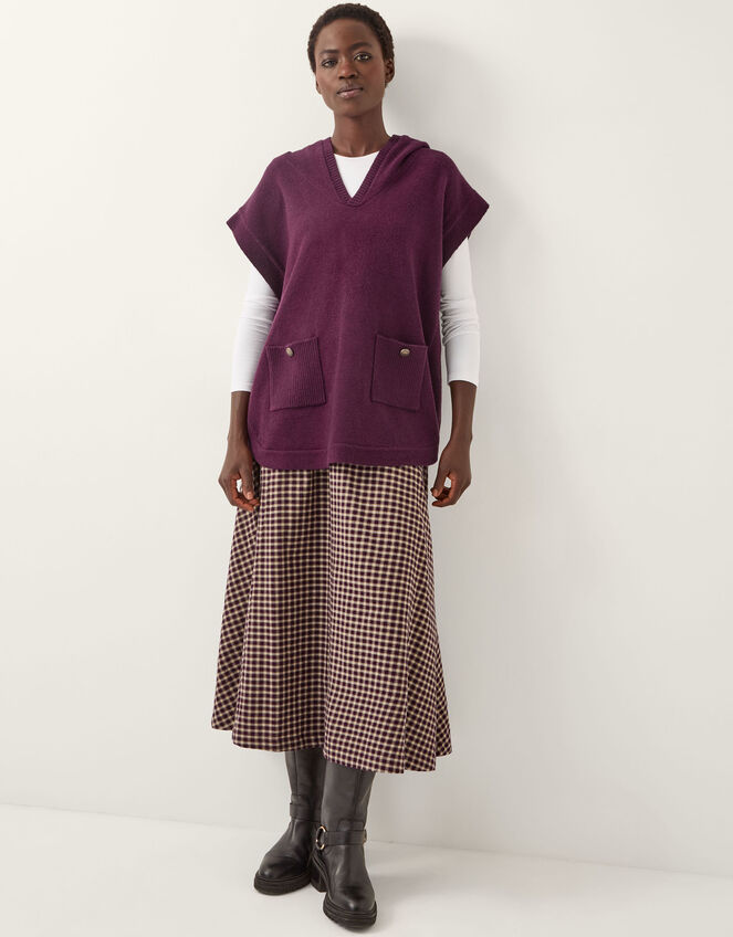 Holly Hooded Knitted Vest, Red (BERRY), large