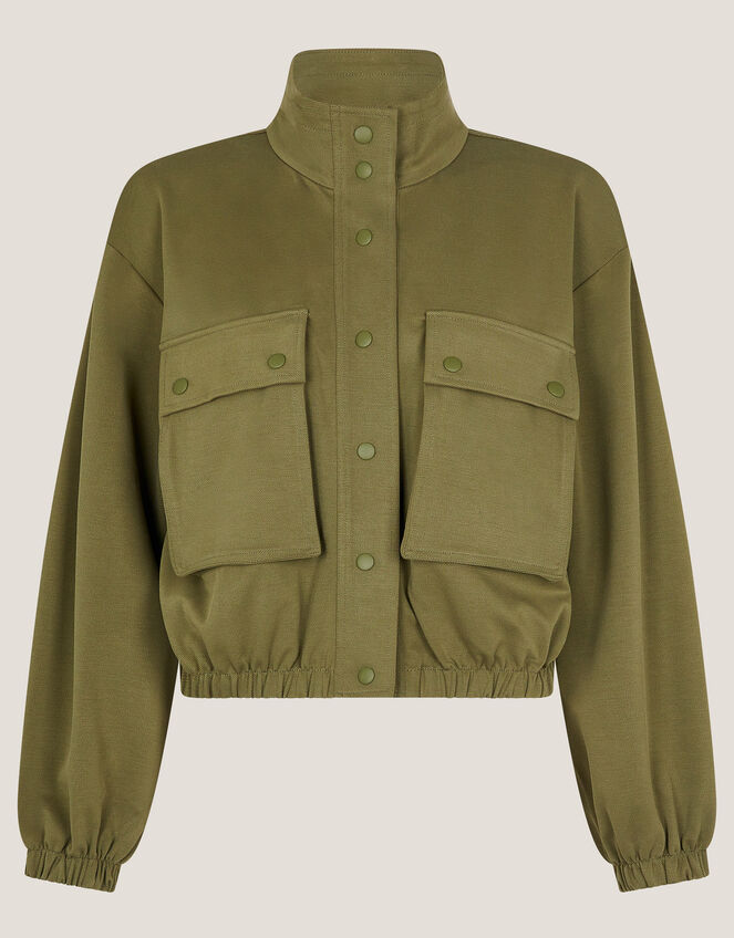 Jen Jersey Utility Jacket, Green (KHAKI), large