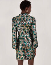 Sasha Sequin Wrap Dress, Gold (GOLD), large