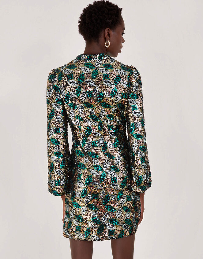 Sasha Sequin Wrap Dress, Gold (GOLD), large
