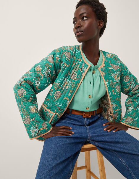 Saoirse Reversible Floral Quilted Jacket, Ivory (IVORY), large