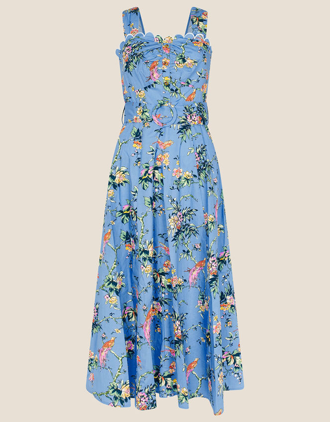 Pushka Poplin Belted Dress in Sustainable Cotton, Blue (BLUE), large