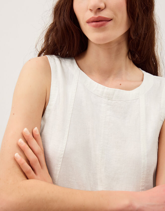 Sammy Swing Linen Blend Tank Top, White (WHITE), large