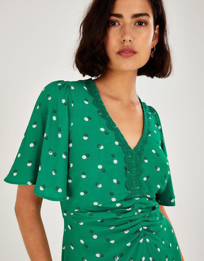 Aoife Spot Print Tea Dress , Green (GREEN), large