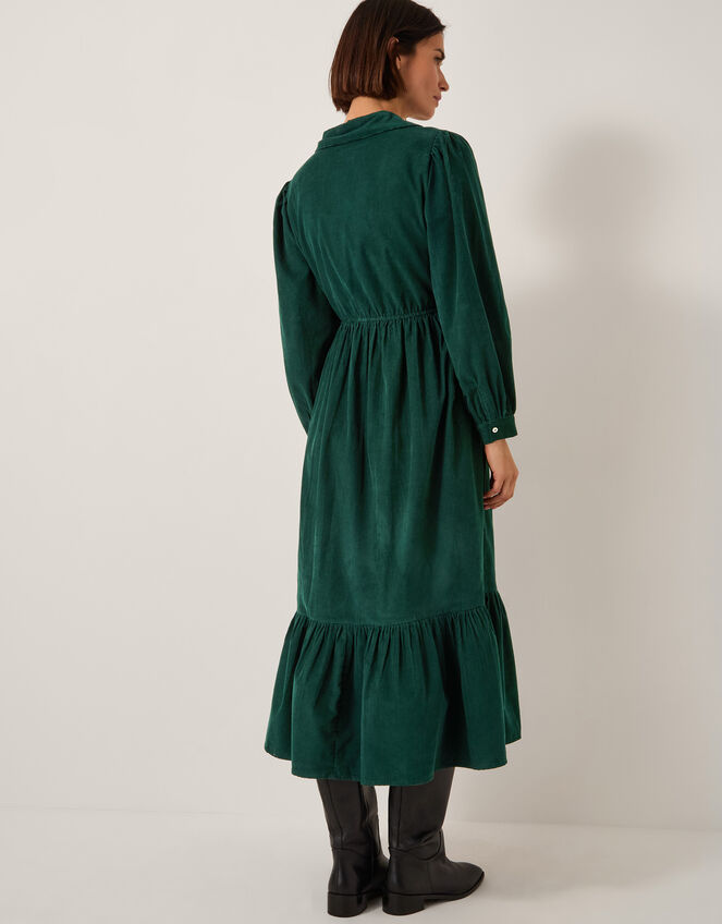 Adriana Corduroy Midi Shirt Dress, Green (GREEN), large