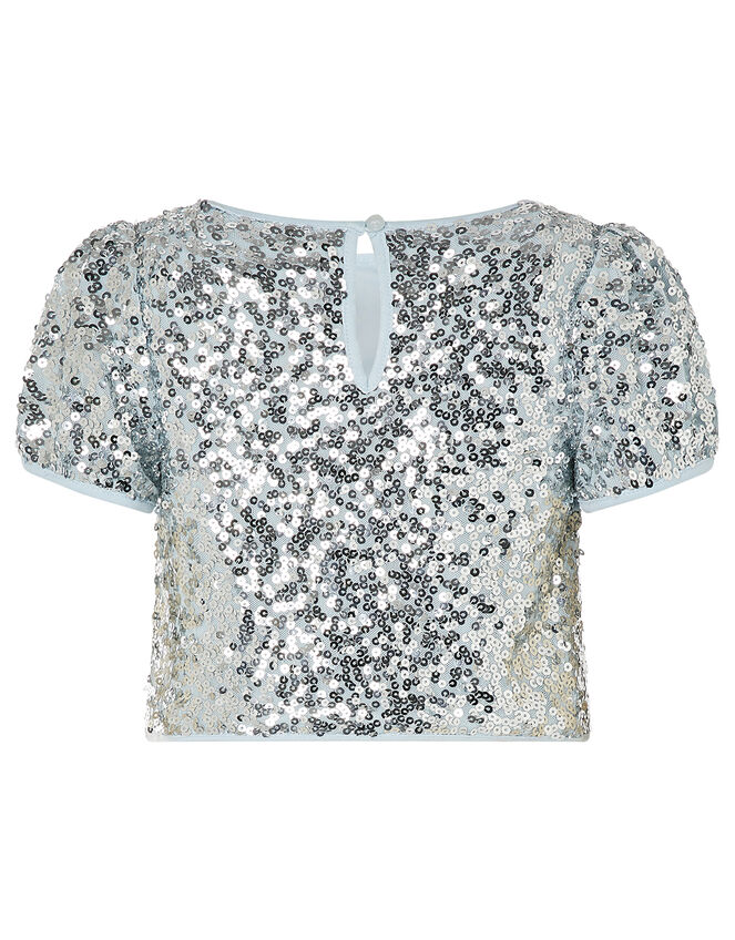 Sequin Top and Pleated Dress 2-in-1 Set, Silver (SILVER), large