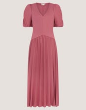 Mindy Pleated Jersey Midi Dress, Pink (PINK), large