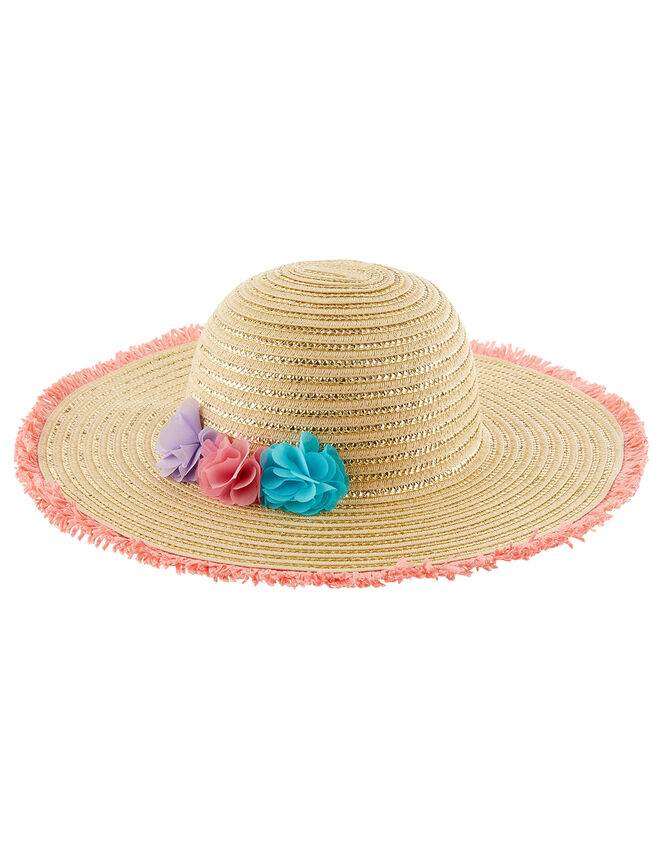Blaire Bright Pom-Pom Floppy Hat , Natural (NATURAL), large